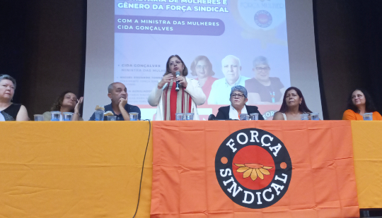 Ministra das Mulheres, Cida Gonçalves, durante encontro na Força Sindical [Foto: Auris Sousa]